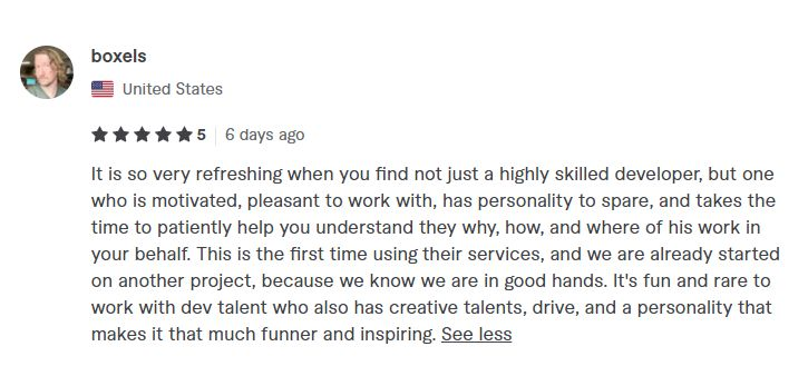 _shepherdgames's tweet photo. Our esteemed client Boxels has left a review for us on Fiverr. Shepherd Games has developed an io prototype game, which has turned into a full game development.

Jared, thank you for your trust! 😄

Our Fiverr Profile - https://t.co/vEY1d21mUl

#gamedevelopment #html5 #gamedev https://t.co/Vj388Kiv3k
