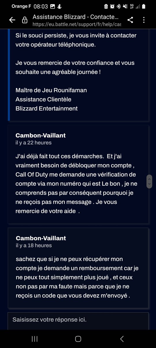 NSama__'s tweet image. Bon ça fait deux jours que je peux pas jouer à Call of Duty, parce que je ne reçois pas un code par message. Un peu d'aide ou je me fais juste voler 70€  @battlenet @ATVIAssist