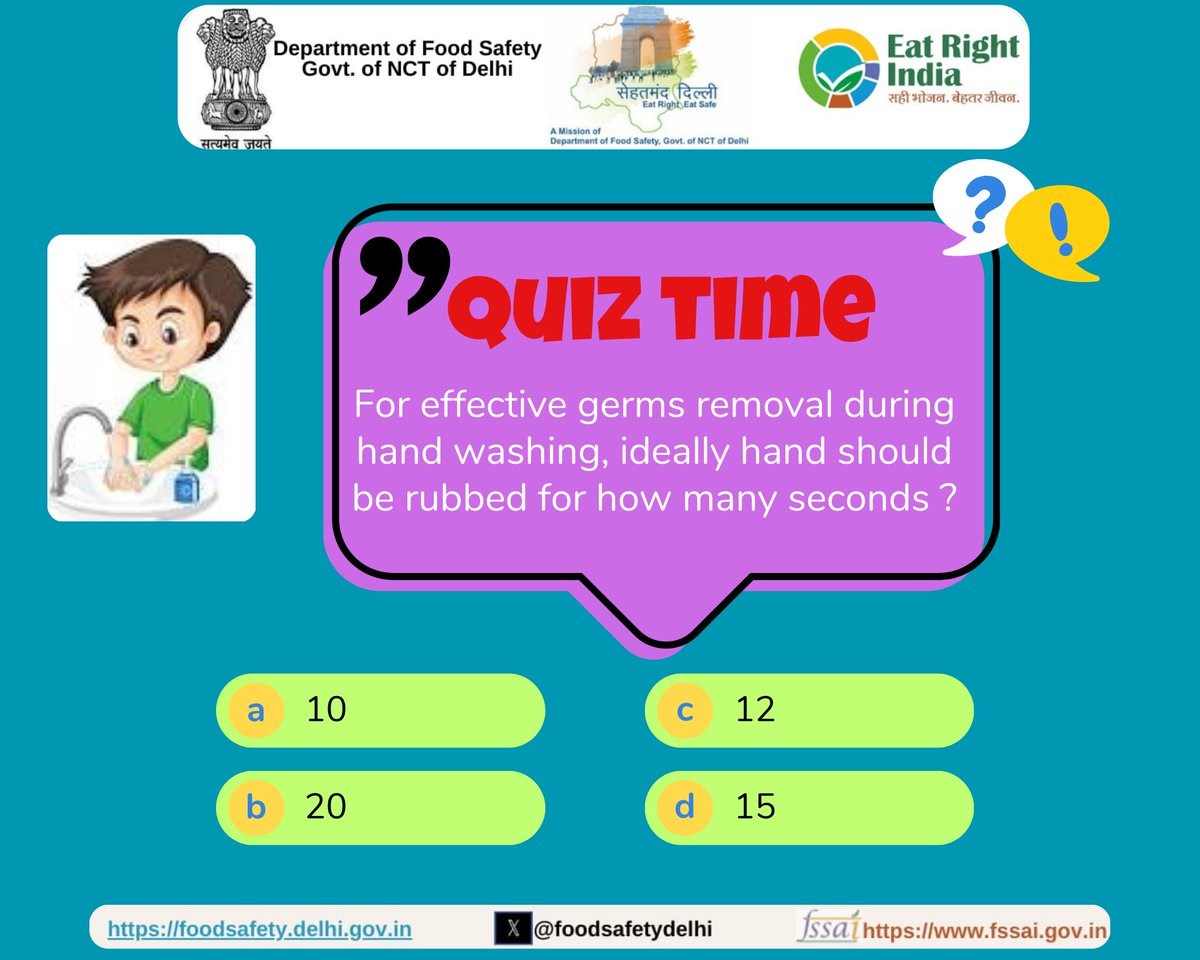 Quiz Time
<a href="/NehaBansal31/">Neha Bansal 🇮🇳</a> <a href="/KumarAshok0810/">Ashok Kumar</a> <a href="/Eat_Right_Delhi/">Mohd Zubair</a> <a href="/ERCsouthdelhi/">Eat Right: East Delhi</a> <a href="/FsoPraveen/">EAT RIGHT WEST DELHI DISTRICT</a> <a href="/ERC_EastDelhi/">Eat Right East Delhi</a> <a href="/fssaiindia/">FSSAI</a> <a href="/ERC_northeast/">EAT RIGHT DISTRICT SOUTH WEST DELHI</a> <a href="/ernorthdelhi/">Eat Right: North Delhi</a> @ERC_Shahdara