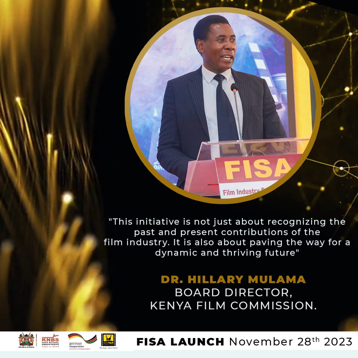 This initiative is not just about recognizing the past and present contributions of the film industry, it is also about paving way for a dynamic and thriving future. Dr. Hillary Mulama - Kenya Film Commission #FISARevolutionary