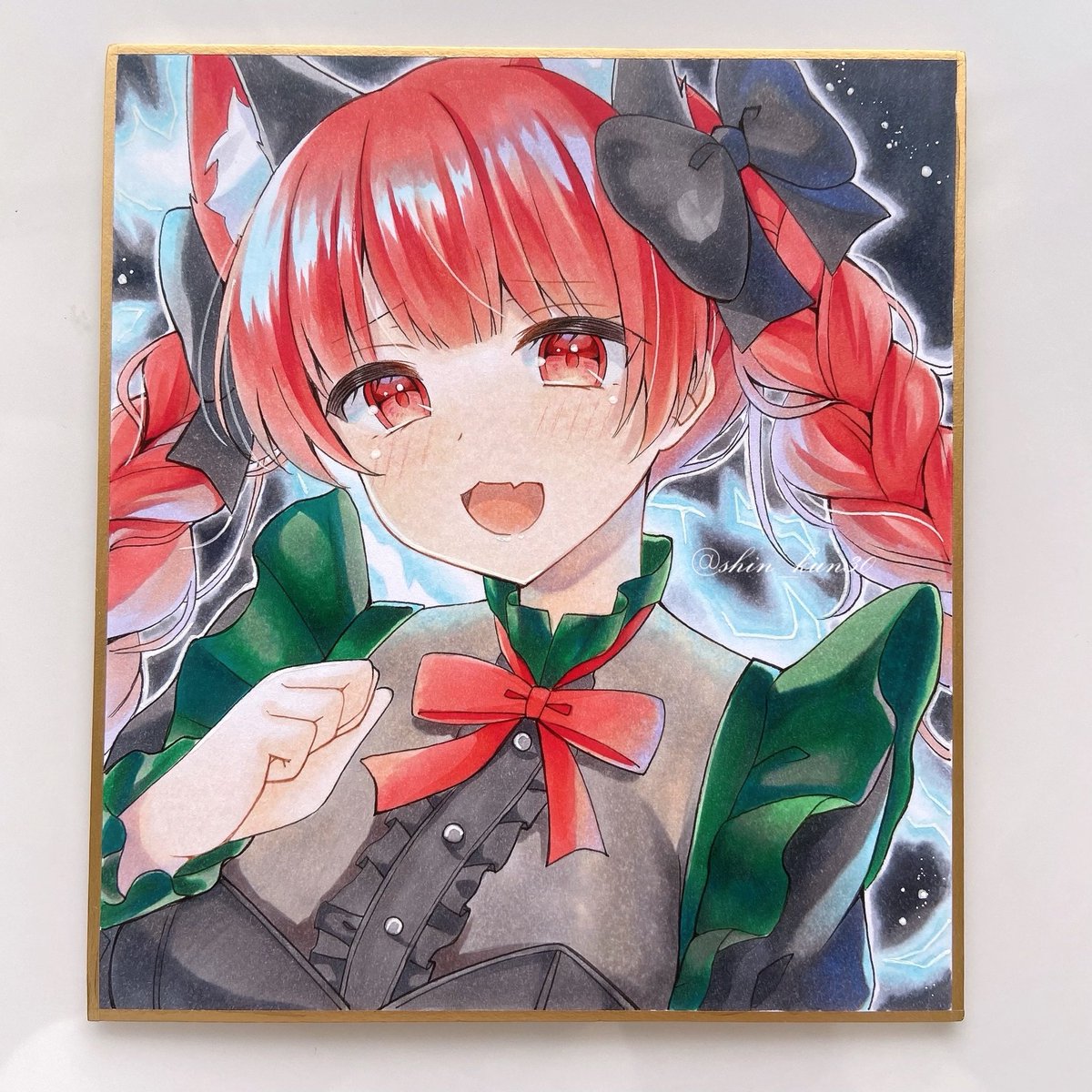 kaenbyou rin 1girl red eyes animal ears cat ears red hair solo twin braids  illustration images