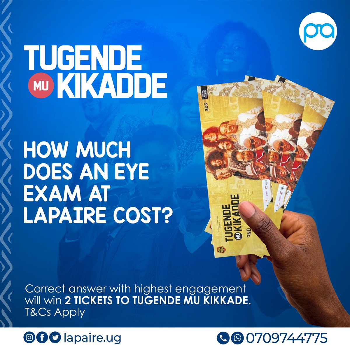 Here is an easy question for you to answer and win 2 tickets attend the #TugendeMuKikadde concert this Saturday at the Kampala Serena with a loved one.

Answer in our comment section, use #GetLapaired and the comment with highest engagement will win!