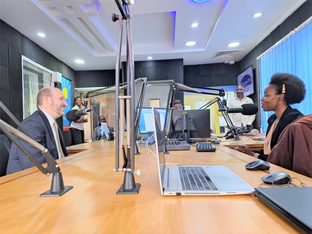 U.S. Mission Uganda (@usmissionuganda) on Twitter photo "Delighted to engage w/ <a href="/LuckyMbabazi/">Lucky Mbabazi</a> & <a href="/gaetanokagwa/">Gaetano Kagwa 🇺🇬🇱🇸</a> at <a href="/CapitalFMUganda/">Capital FM Uganda</a> on a crucial discussion about combating Gender Based Violence (GBV). Addressing #GBV is fundamental not just for human rights but also critical for stability, security, & economic growth. Proud to reaffirm "Delighted to engage w/ <a href="/LuckyMbabazi/">Lucky Mbabazi</a> & <a href="/gaetanokagwa/">Gaetano Kagwa 🇺🇬🇱🇸</a> at <a href="/CapitalFMUganda/">Capital FM Uganda</a> on a crucial discussion about combating Gender Based Violence (GBV). Addressing #GBV is fundamental not just for human rights but also critical for stability, security, & economic growth. Proud to reaffirm