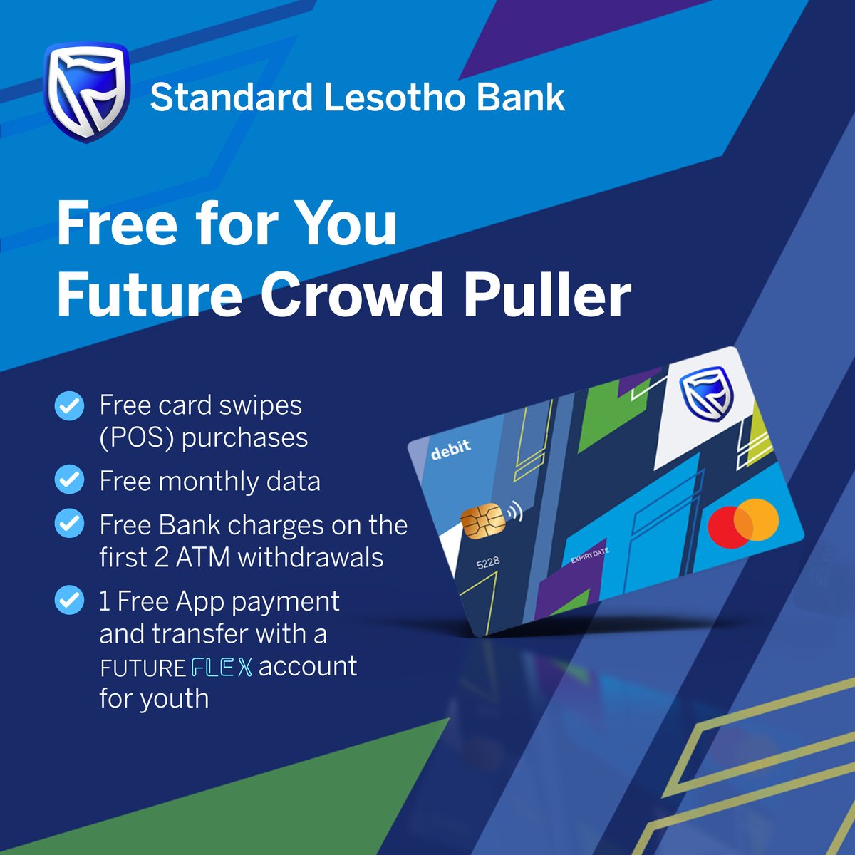StandardLSBank's tweet photo. For only M26 per month*, open a FutureFlexAccount for youth today and have access to a variety of benefits to help you stand out from the crowd and be your own kindacool!
#FutureFlex #YouthBanking
*Terms and conditions apply https://t.co/cf4QQ97qlk