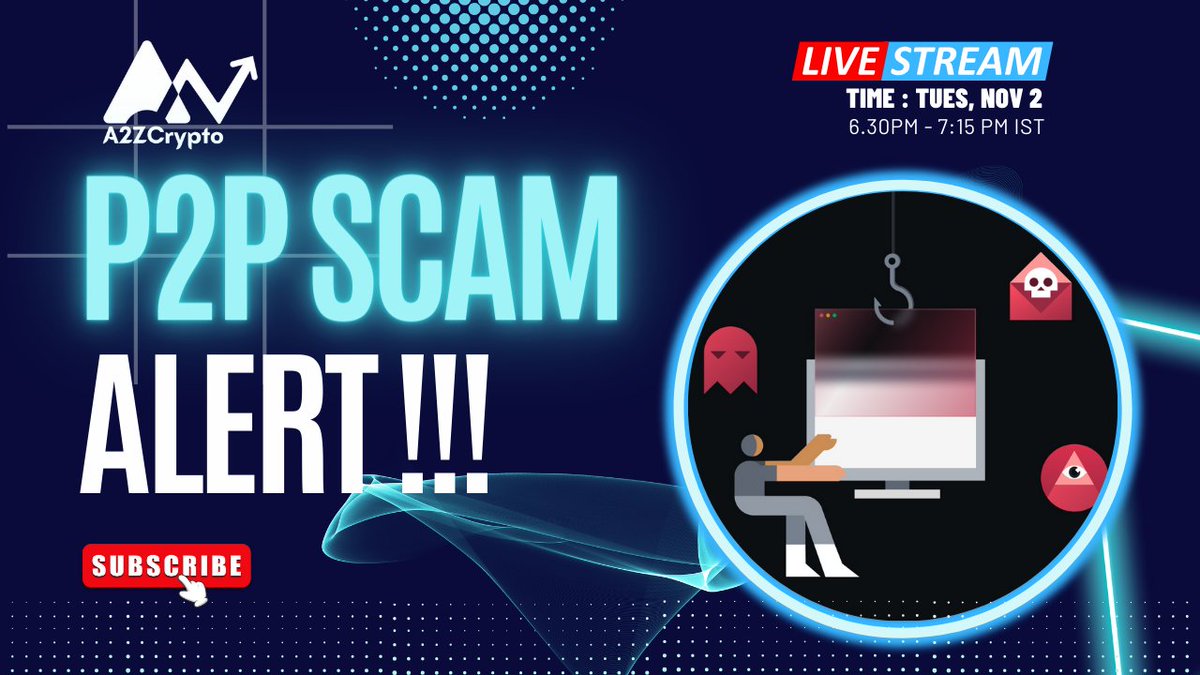 Got Scammed? Learn How to Spot and Avoid Costly P2P Payment Scams 🚀

📢 Join us for our live session 🚀 🗓 🕢 Time: Today, 6:30 PM IST 

Joining Link: youtube.com/watch?v=RjRk3r… 

#P2Ppaymentscams #Avoidingonlinescams #Fraudawareness #Safemoneyexchangeonline'