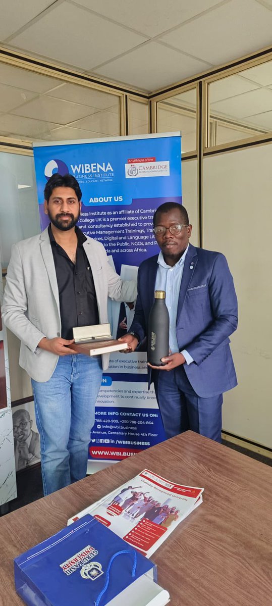 wbibusiness's tweet photo. Yesterday our CEO Mr. Wycliffe Aganda received #NavdeepGarg #DiectorInternationalRelations #GuruKashiUniversity in his office,Kigali Rwanda. The discussions delved in possible partnership on matters IT, Exchange programs and StudyAbroadPrograms.

#TalkEducation #TVET #WeAreWBS https://t.co/nvBRPYIUM5