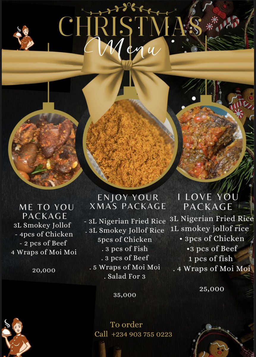 jesus_funmi's tweet photo. Hey X Family have you been thinking of what to gift your loved ones, are you too busy to cook and looking for home made food, are you also planning an event for this yuletide season??? Well look no further as we've carefully selected some sumptuous menu for this festivity. https://t.co/ofjz6TKylC