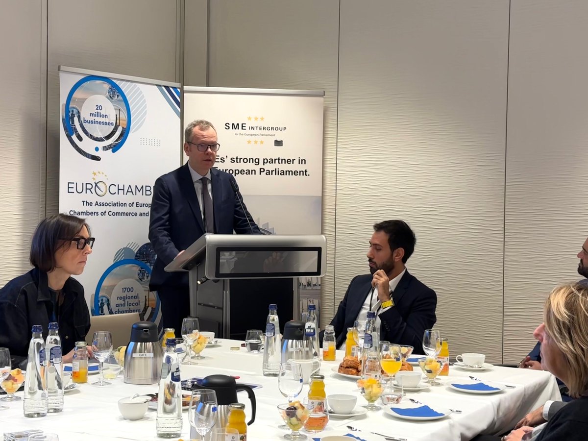 Today at <a href="/Europarl_EN/">European Parliament</a> #SMEIntergroup breakfast on the Role of Digital Transformation in European Business Growth, our CEO <a href="/BenJButters/">Ben Butters</a> stressed the need to put in place regulatory sandboxes for new tech #AI to ensure #SMEs lead in the #digitaltransition &amp; #globalcompetitiveness