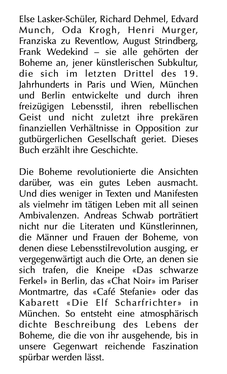 flr_louis's tweet photo. Andreas Schwab - Freiheit, Rausch und schwarze Katzen

Eine Geschichte der Boheme

À paraître en février chez C.H. Beck https://t.co/ICKmoVT58Q