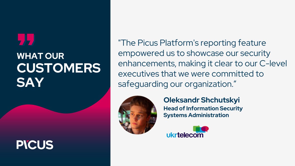 PicusSecurity's tweet image. Discover why Ukrtelecom showcases security enhancements to C-level executives with Picus Security’s reporting. 

Learn More: hubs.li/Q027w2Ds0

#CyberInsights #PicusSecurity