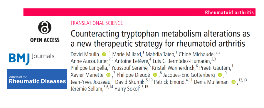 Harry Sokol (@h_sokol) on Twitter photo Our paper on the role of #tryptophan metabolism in #RA is out in @ARD_BMJ
FREE !
ard.bmj.com/content/early/…
Congratulation to <a href="/MOULINDavid1/">David MOULIN</a> and thanks to <a href="/jeremsellam/">sellam jeremie</a>, #DMulleman, <a href="/LangellaPhilip2/">Langella Philippe</a>, #DavidSkurnik, #PatrickEmond and all the contributors #teamwork !
#Thread 1/12 Our paper on the role of #tryptophan metabolism in #RA is out in @ARD_BMJ
FREE !
ard.bmj.com/content/early/…
Congratulation to <a href="/MOULINDavid1/">David MOULIN</a> and thanks to <a href="/jeremsellam/">sellam jeremie</a>, #DMulleman, <a href="/LangellaPhilip2/">Langella Philippe</a>, #DavidSkurnik, #PatrickEmond and all the contributors #teamwork !
#Thread 1/12