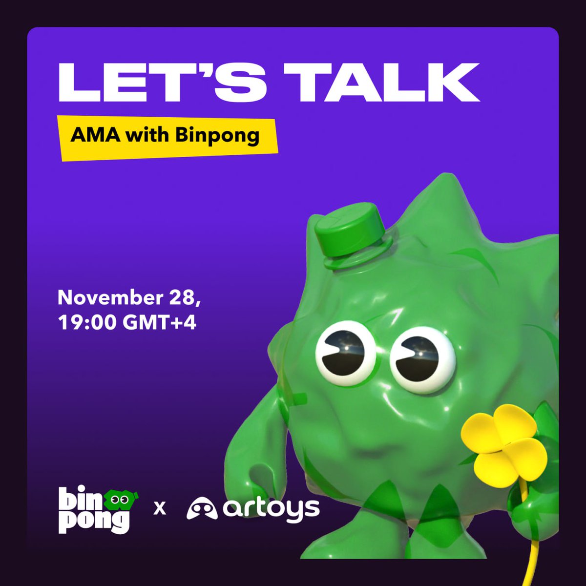 rtoysapp's tweet photo. ♻️ AMA WITH @binpong_esg 📣

Let's talk about Binpong's recycling journey and their global impact 🔥

📅 Date: November 28th
🕖 Time: 19:00 GMT+4
🌍 Location: https://t.co/Sy9Q2Ve9hS

Don't miss out ⚡️ https://t.co/lVxZ4G2gpw
