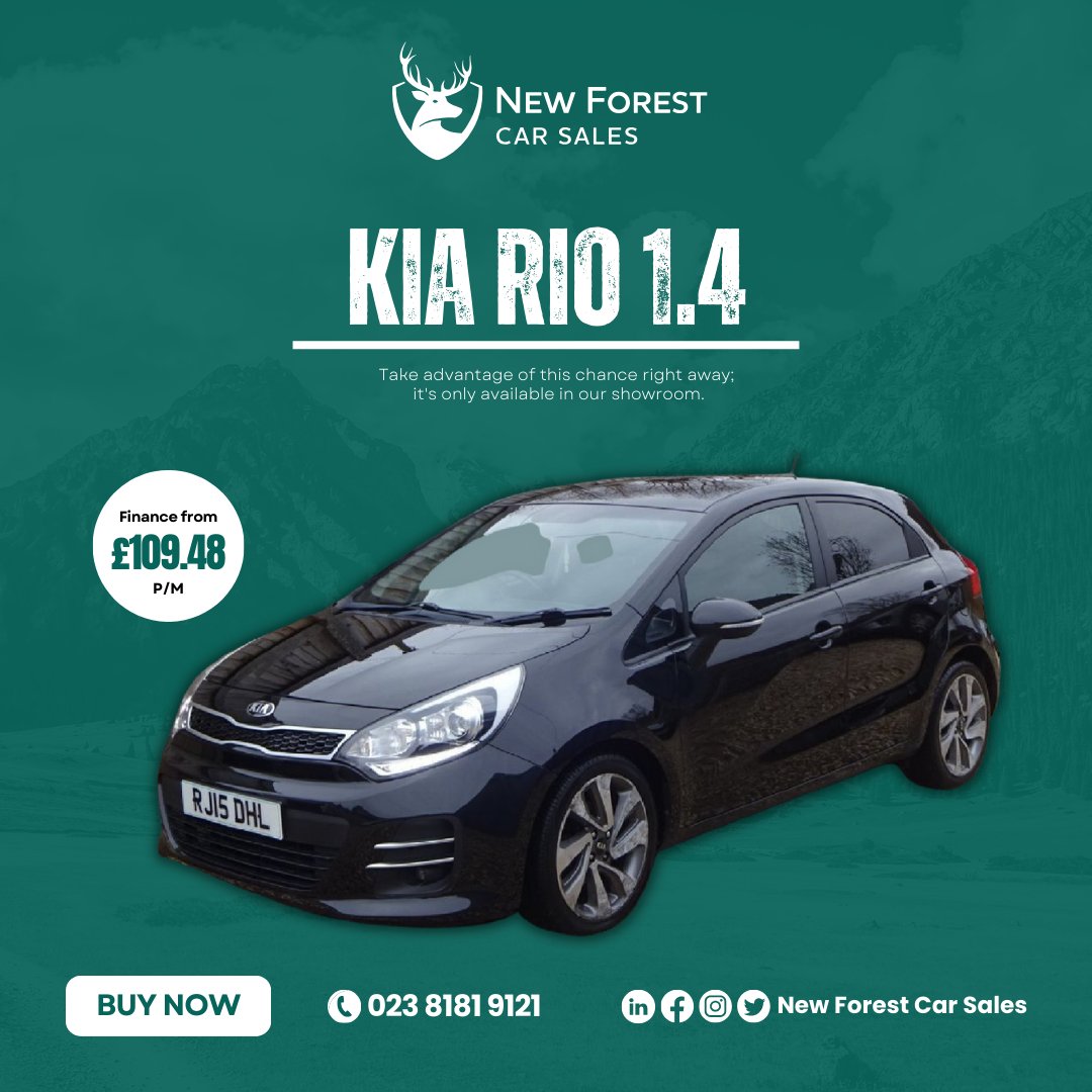 Unleash an affordable driving experience with our 2015 Kia Rio 1.4 at New Forest Car Sales! 🚗✨ Stylish design, top-notch safety, and meticulously inspected for quality assurance. Don't miss our limited-time promotion – upgrade your ride today! #NewForestCarSales #KiaRio2015