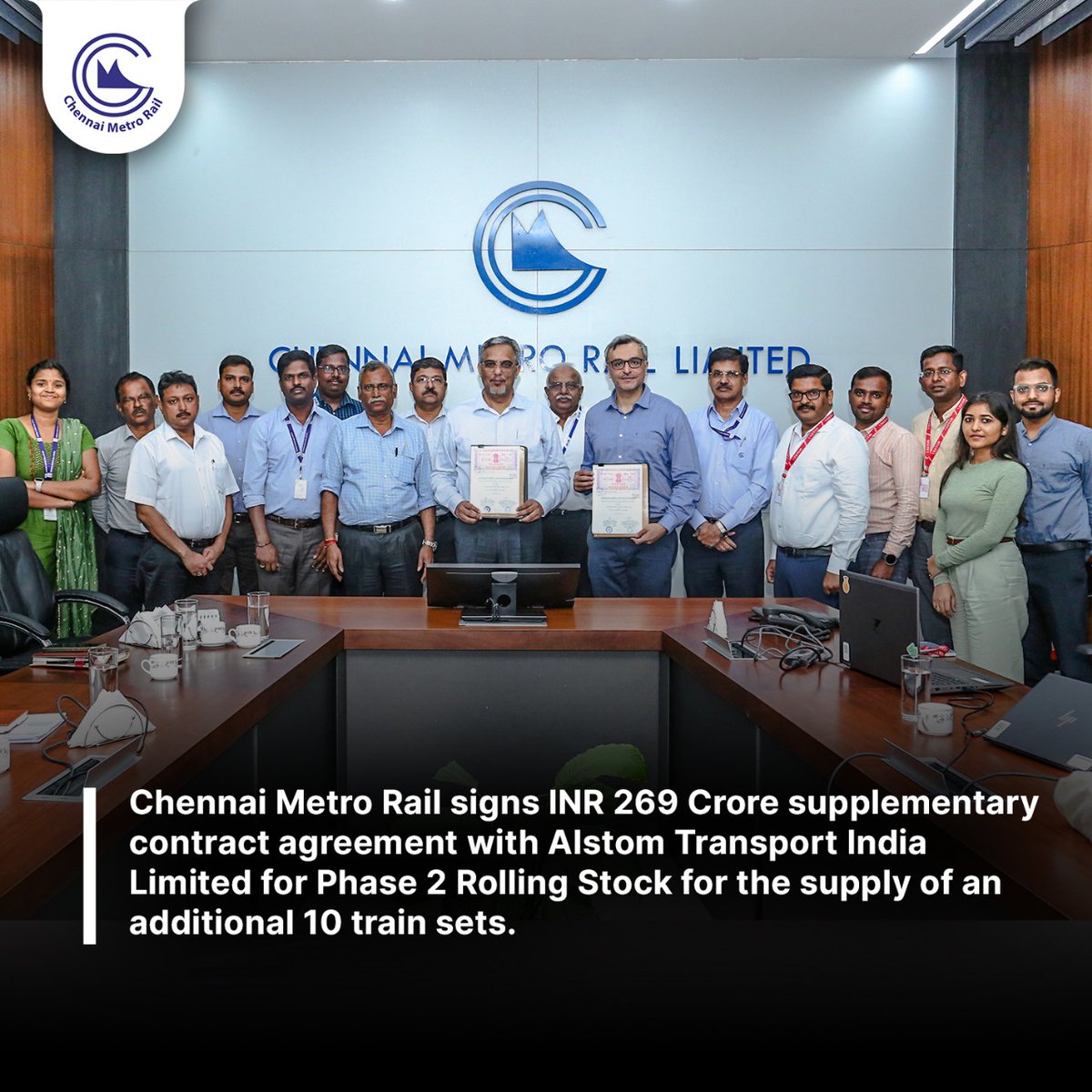 👉Cmrl to procure an additional 10 trainsets  from Alstom for phase 2 line 4 having already signed a contract for 26 trainsets. 
👉This will take the no. of trainsets in line4 to a total of 36 and will be operated from Poonamalee Depot
@cmrlofficial