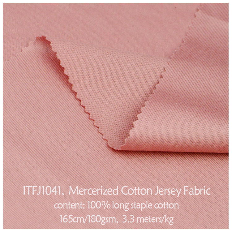 Revamp your style with J1041 Mercerized Cotton Jersey! Crafted from 50S high-count long-staple cotton, it offers superior comfort, enhanced durability, and a distinctive texture. Perfect for business T-shirts and casual wear. Explore the difference! #PremiumFabric #CottonJersey