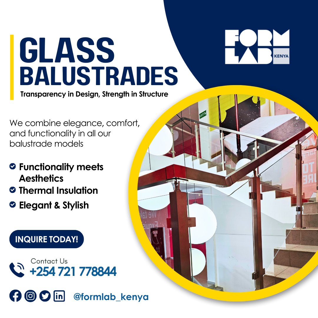 formlab_kenya's tweet photo. "Let the light flow unrestricted, and let your surroundings inspire greatness"

FormLab Glass Balustrading

✔  Durable and Stylish

✔ Functionality meets Aesthetics

✔  Obscure, tinted &amp; energy energy-efficient options

Reach us@ 0721778844 ☎ https://t.co/6htwQKuAet