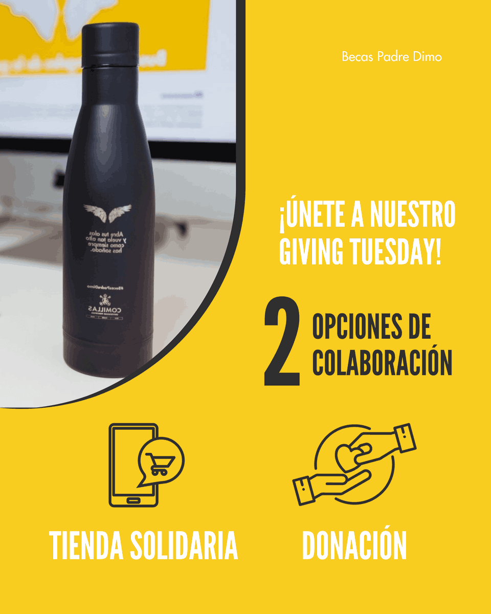 Hoy, 28 de noviembre, se celebra mundialmente el 'Giving Tuesday', una fecha muy especial en la que animamos a toda nuestra comunidad universitaria a colaborar.

🛍 Tienda solidaria: contenidos.comillas.edu/tiendapadredim…
🤝 Donaciones: contenidos.comillas.edu/becaspadredimo/