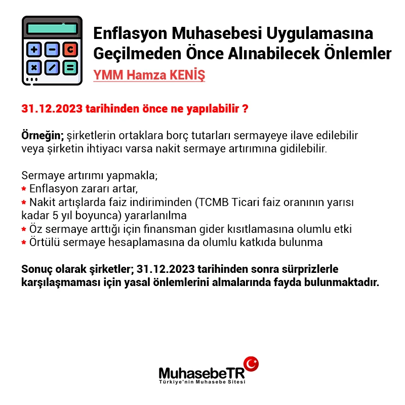ENFLASYON MUHASEBESİ UYGULAMASINA GEÇİLMEDEN ÖNCE ALINABİLECEK ÖNLEMLER
#enflasyonmuhasebesi #muhasebe #muhasebetr #smmm #malimüşavir #muhasebeciler