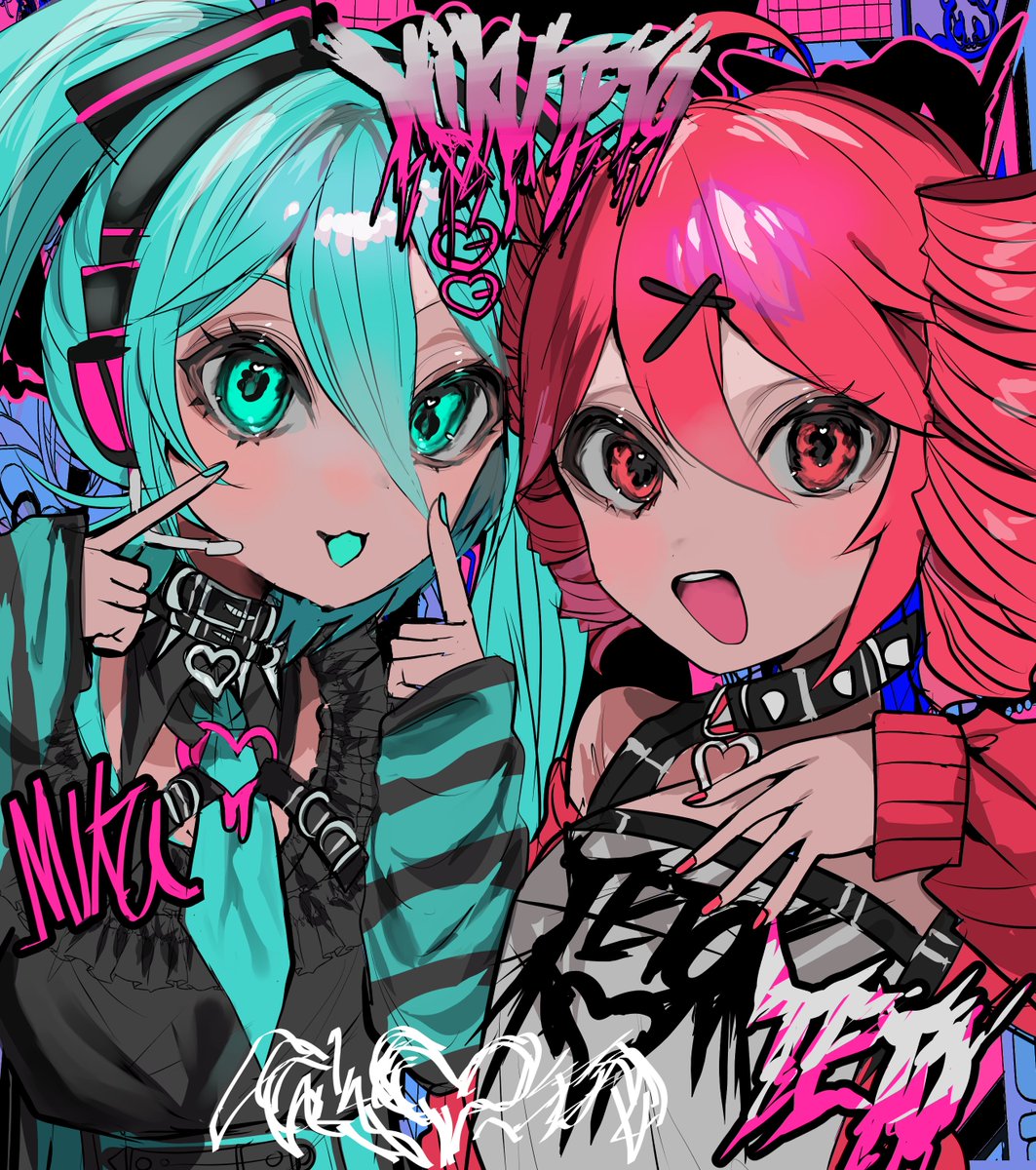 初音ミク「#初音ミク #重音テト」|藻前まっく/momae macのイラスト