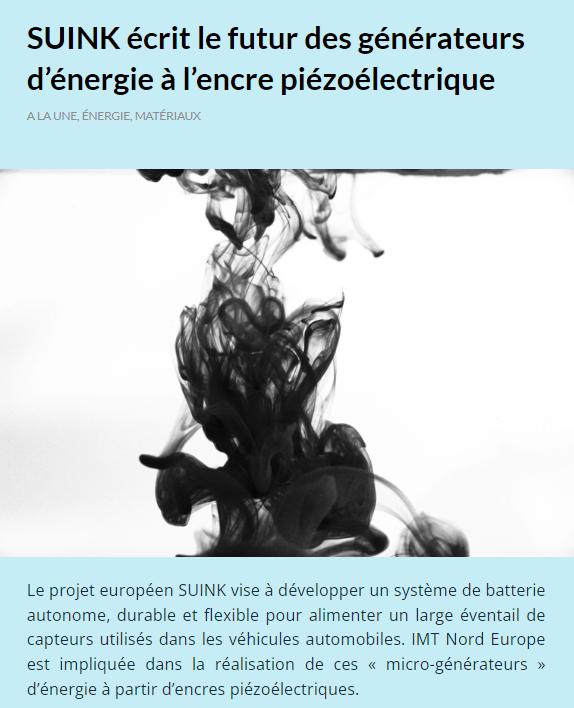 🚘 #SUINK écrit le futur des #générateurs d’#énergie à l’encre #piézoélectrique en explorant des solutions vertes et durables : #polymères #biosourcés, solvants verts, #recyclage en fin de vie, #impression3D 📰imtech.imt.fr/2023/11/27/sui… @IMTechfr @suink_eu @IMT_NordEurope @IMTFrance