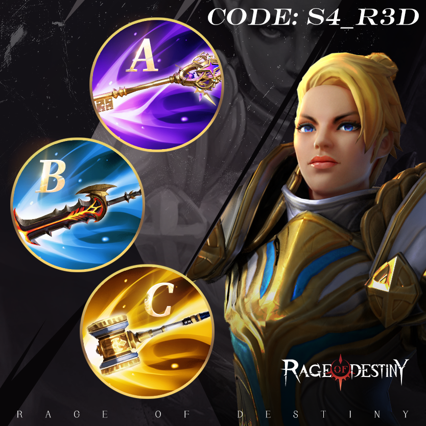 RageofDestiny's tweet photo. Which is Sierra's weapon? Get the correct answer to complete the code!

⏰Code valid until: 12/03 23:59 (GMT-5) 
🔗How to redeem: Head over to Your Profile > Settings > Code. Key in code in the space provided and voila! 

#RageofDestiny #giftcode https://t.co/EwUfgRnOta