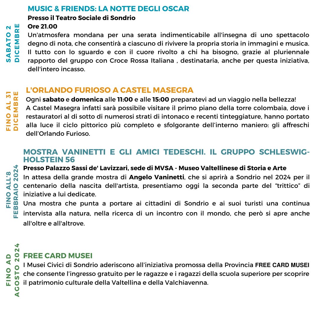 Ecco gli eventi di questa settimana a Sondrio! 😎