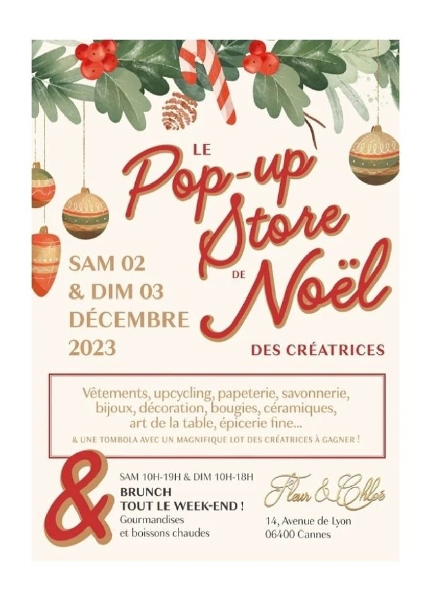 Youuuhouuuu youpi 🌲✨️🎄✨️C'est ce week-end !
Et ça se passe à #Cannes ! Le pop-up store de #Noël 🌲✨️🎄
#bougies #vêtements #bijoux #artdelatable #art #épiceriefine #céramique #creatrice #createur #upcycling #Brunch