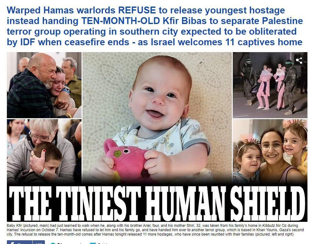 The tiniest human shield - 10 month old Kfir Bibas is hostage in Gaza for more than 50 days

#bringthemhome