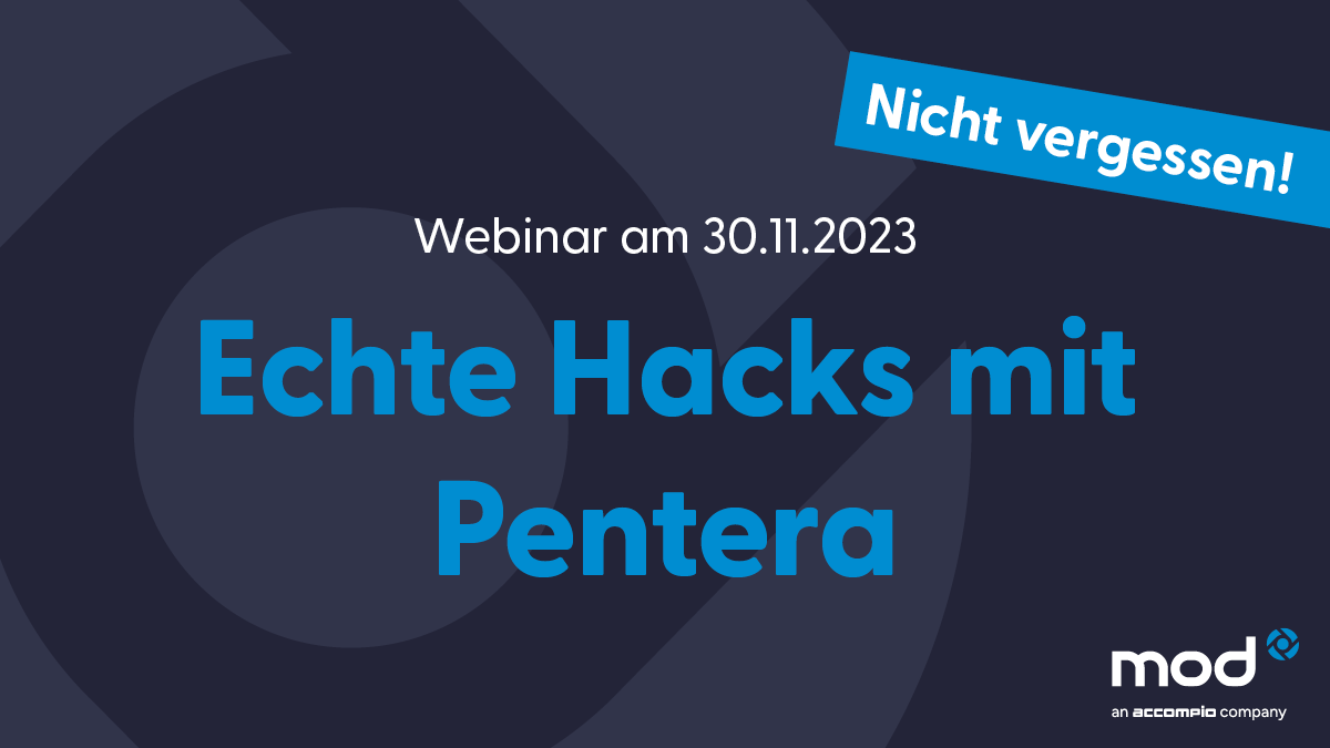 GmbhMod's tweet photo. ❗Aufgepasst: Am Donnerstag findet das nächste #Webinar statt. #modIT-Experte @SebastianB_mod und Thorsten Kolb von @penterasec demonstrieren die Automatisierte Security Validierung mit #Pentera.
📅30.11.2023 von 10 bis 11 Uhr statt.
Jetzt anmelden👉https://t.co/XgEwRMlP8N https://t.co/s5SBOlcJBm