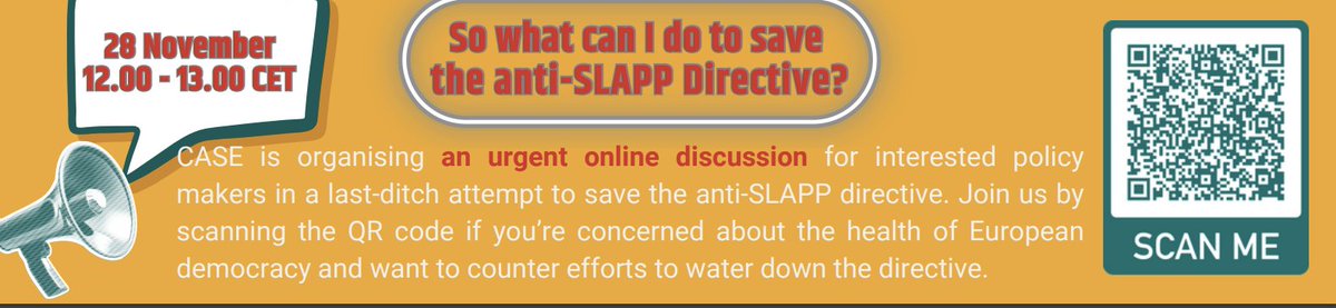 In a last-ditch attempt to save the anti-#SLAPP Directive, we organise an urgent roundtable w/ policymakers & experts. ✨Join us & act! We can't let the immense work on the first EU anti-SLAPP law end up being a missed opportunity. ⏰Today 12 noon CET greenpeace.zoom.us/j/92455182798?…