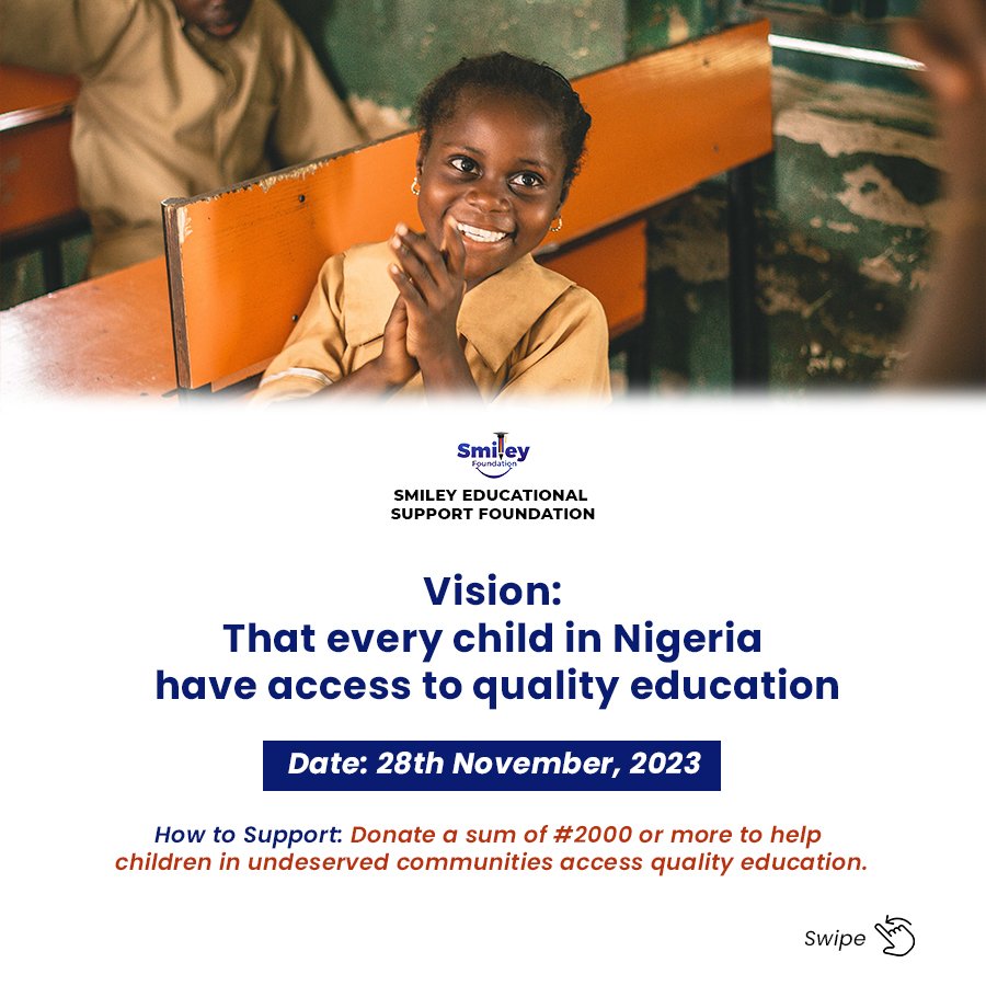Sfoundation_ng's tweet photo. Joining the global wave of generosity this Giving Tuesday! 

Kindly support  Smiley Foundation by contributing cash and educational materials. 

Let's make education accessible for all children!

#GivingTuesday #SmileyFoundation 
#EducationMatters 
#EducationForAll https://t.co/YqF2bxaZ3p