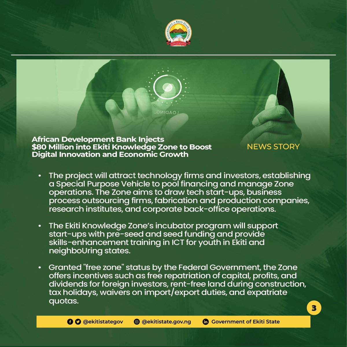 The project will attract technology firms &amp; investors, establishing an SPV to pool #financing &amp; manage Zone operations. EKZ aims to draw tech start-ups, business process outsourcing firms, fabrication &amp; production companies, research institutes &amp; corporate back-office operations.