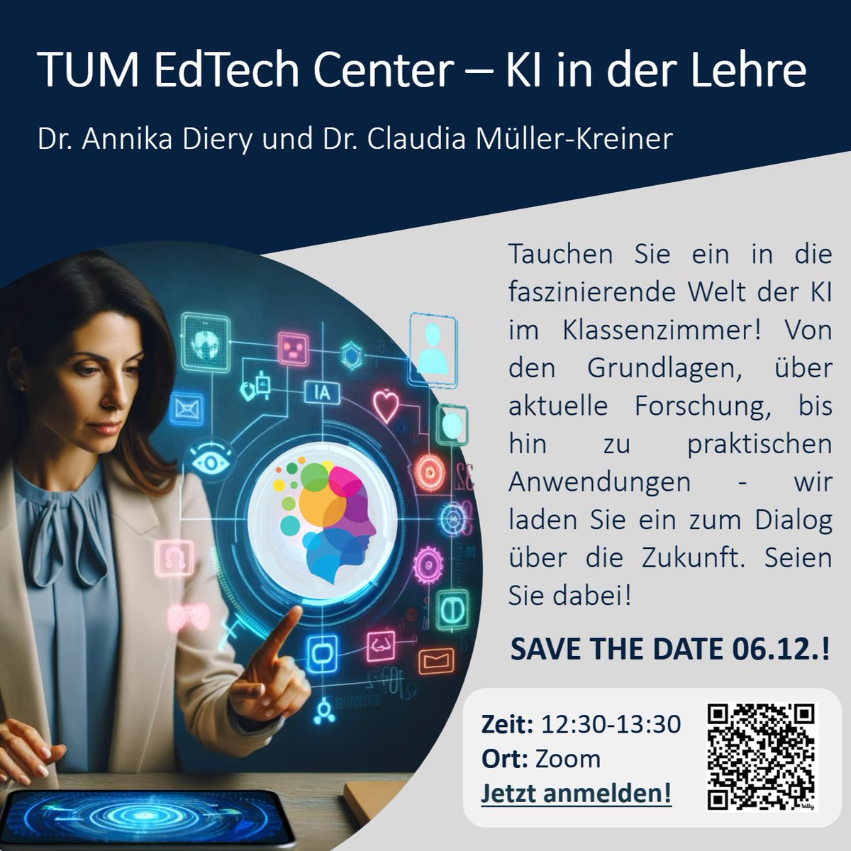 🚀Tauchen Sie ein in die faszinierende Welt der Künstlichen Intelligenz im Klassenzimmer! 🎓🤖
Erfahren Sie, wie KI im Unterricht wirklich funktioniert. Was sagen Forschung und Praxis dazu?
Jetzt anmelden: bit.ly/ki-in-der-lehre
#EdTech #KIimUnterricht #BildungInnovation