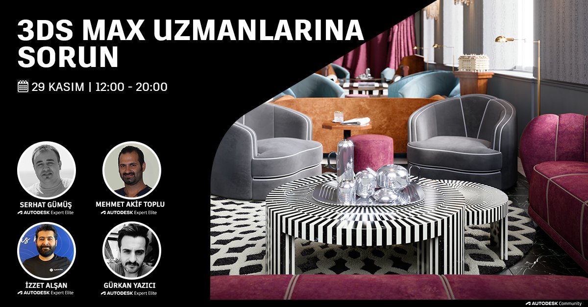 3ds Max ile ilgili sorularınızı paylaşın teknik uzmanlardan hızlı çözüm önerileri alın! Detaylı bilgi ve katılım için bit.ly/49VJHg0 #3dsmax