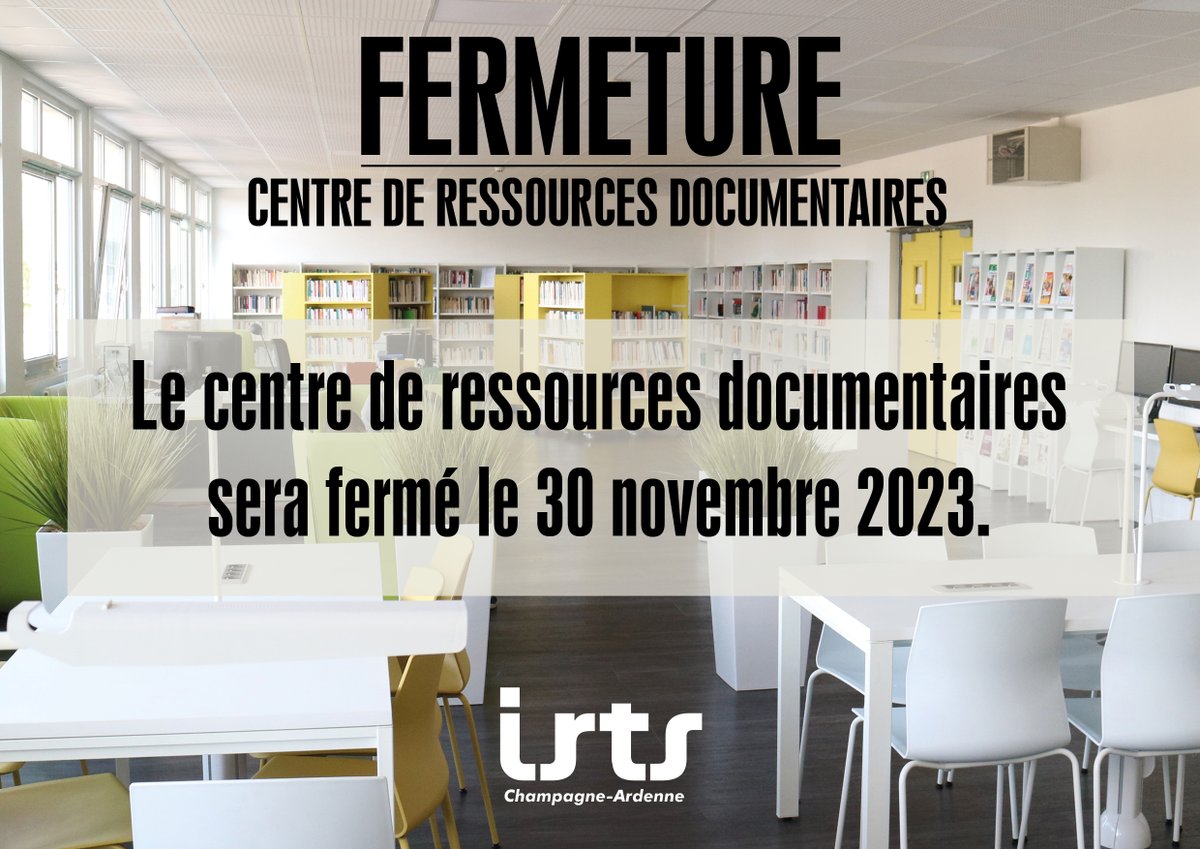 Le centre de ressources documentaires sera fermé le 30 novembre 2023 📚