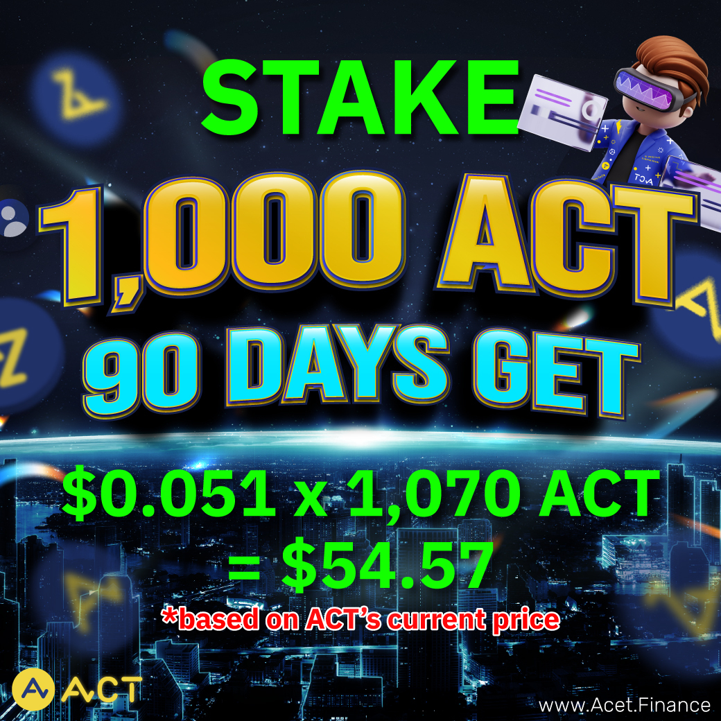 ACTDeFansFi's tweet photo. Start staking 1,000 ACT today at the price of $0.051
If the staking lasts throughout the 90-day contract term, you'll get a total of

$0.051 x 1,000 ACT =  $54.57 🪙 worth of ACT.
the return will be up to 107%.

Staking available at https://t.co/yuicWWSJPA

#ACT #Acet #DeFansFi https://t.co/1IRSivSmCP