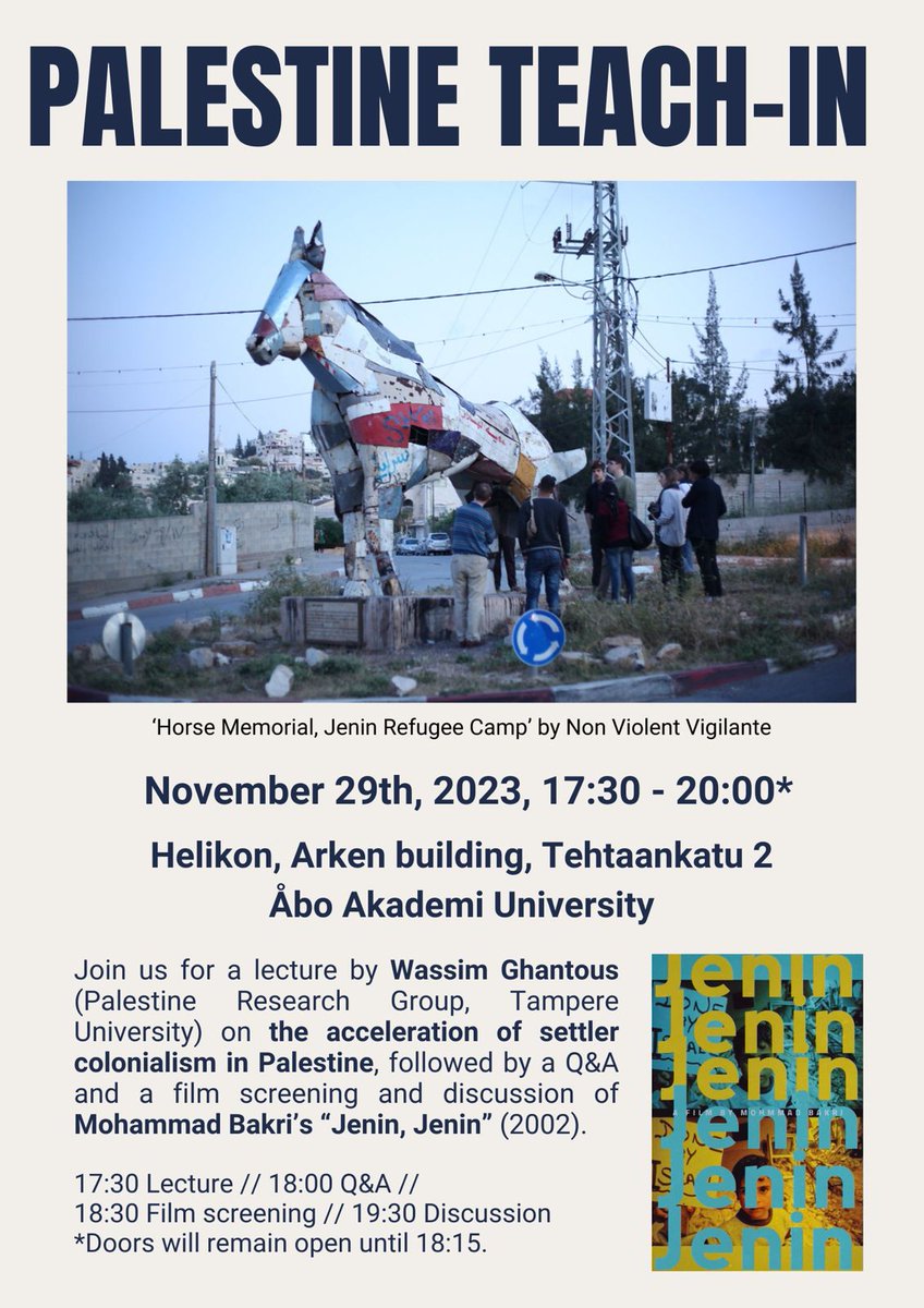 Tomorrow in Turku: A talk on the acceleration of settler colonialism in Palestine!