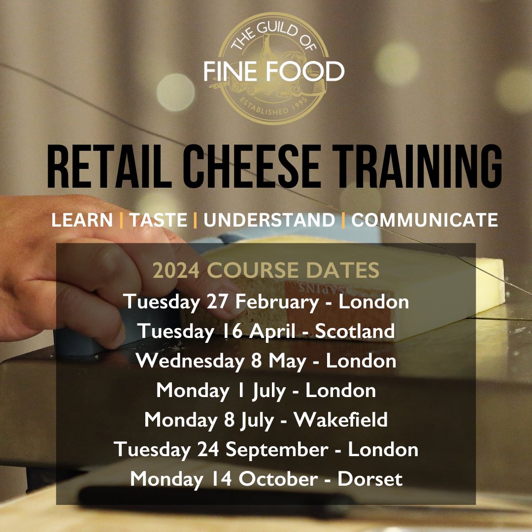 🧀 Our highly sought-after retail cheese training is BACK for 2024! 🧀 Visiting Scotland, Wakefield, London & Dorset throughout the year, this course has been specifically designed with independent retailers, delis, farm shops and food halls in mind gff.co.uk/training/chees…