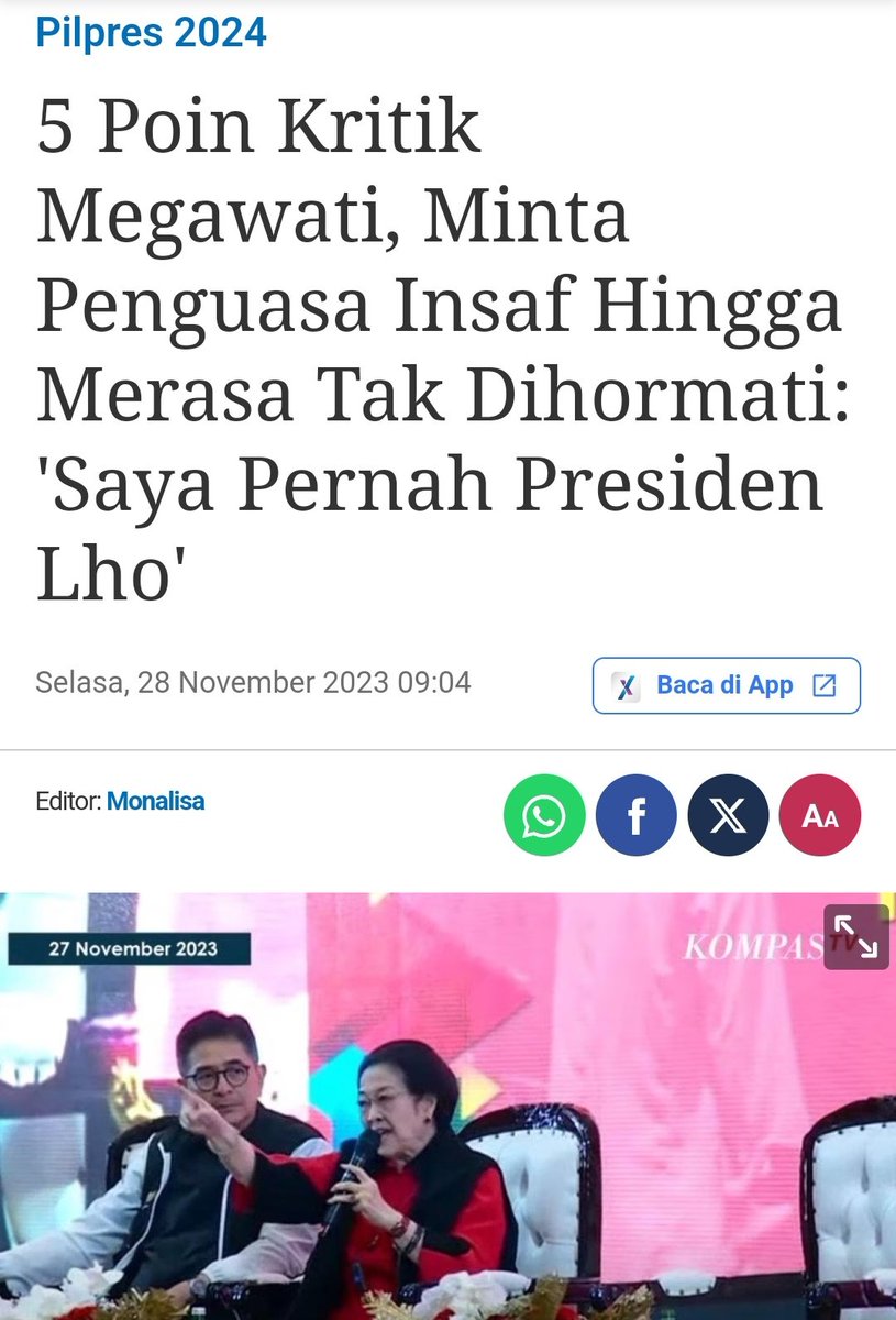 Seluruh rakyat Indonesia masih ingat kok prestasi ibu waktu jadi presiden:
1. Penjualan Indosat, yg saat itu Indosat sangat menguntungkan.
2. Melepas 3 pulau: Nipah, Sipadan dan Ligitan yg kaya dengan sumber minyak mentah.
3. Menjual murah gas alam dari blok Tangguh ke China,