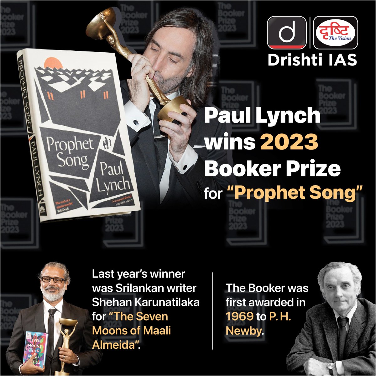 Ireland's Paul Lynch wins Booker Prize 2023 with 'Prophet Song’.

#BookerPrize #ProphetSong #PaulLynch #BookerPrize2023 #Ireland #Winner #BookReview #BookWorld #Books #BookReviewer #BookAesthetic #Bookstagram #Literature #BookLover #Readers #Words #Writer #UPSC #DrishtiIAS