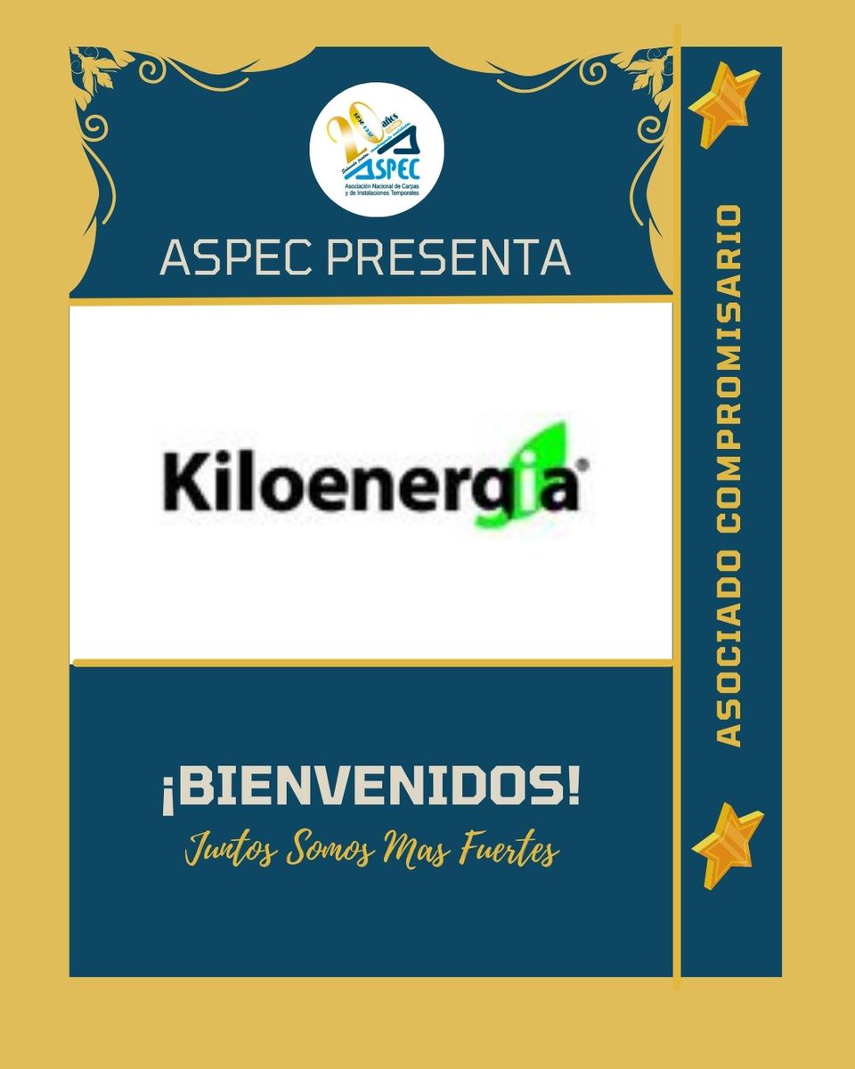 ¡Damos la bienvenida a Kiloenergía, nuestro nuevo asociado en ASPEC!
Con una década de experiencia en alquiler de grupos electrógenos, ofrecen soluciones flexibles y fiables para la industria, #eventos, #cine y más🔌

Conóceles en aspec.es

#SolucionesEléctricas