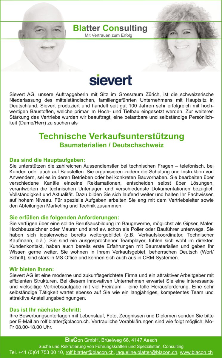 RolfBlatter's tweet photo. Wir suchen eine belastbare und selbständige Persönlichkeit als Technische Verkaufsunterstützung im Bereich Baumaterialien. Eine vielseitige Vertriebsaufgabe mit viel Freiraum.
https://t.co/Z2zucxPdTy
#baumaterial #gipser #maler #hochbauzeichner #maurer #technischerkaufmann https://t.co/HOjh6tZmvo