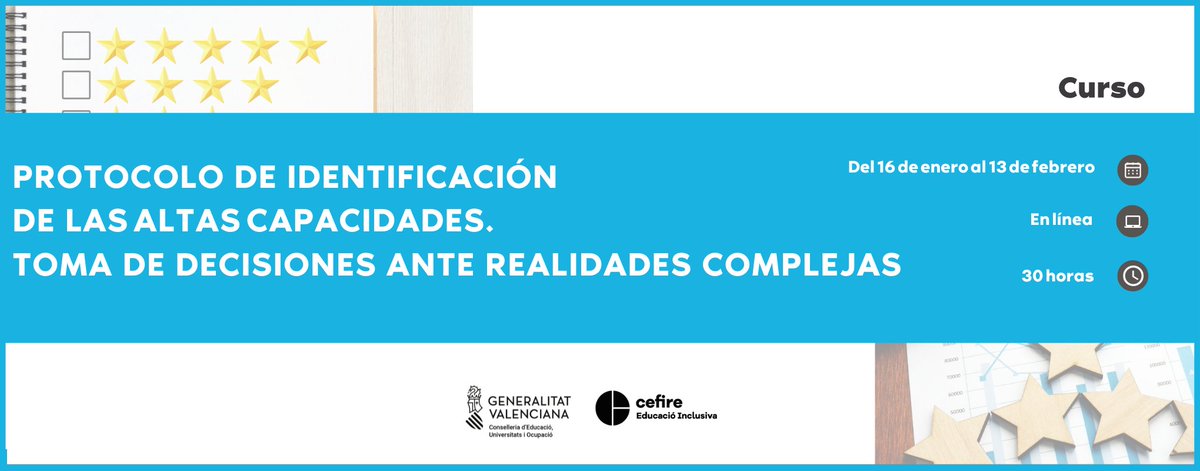 CEFIREambitINC's tweet photo. ☝️🏼📝 Inscripción abierta al curso Protocolo de identificación de las altas capacidades. Toma de decisiones ante realidades complejas

📆 Del 16 de enero al 13 de febrero
💻 En línea
⏳ 30 horas

➕ TODA la ℹ️ 👇🏼
🔗 https://t.co/MJqOZbibzG

@GVA_Cefire https://t.co/vN9WNLW4Wm