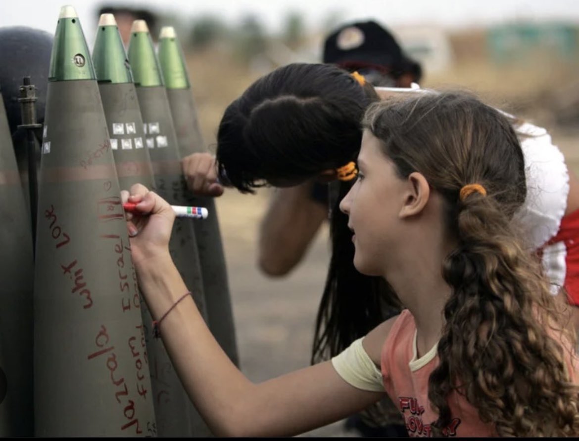 You mean these kids? Israeli kids whose parents teach them to write their names on bombs that killed nearly 10,000 Palestinian kids.