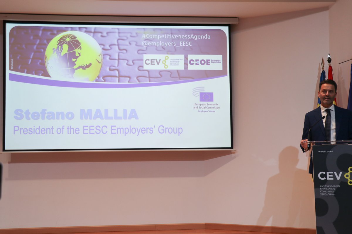 employers_EESC's tweet photo. Securing Europe’s place in the new world order can only start with improving the business environment within the EU.
@StefanoMalliaEU at conference on completion of #SingleMarket
#CompetitivenessAgenda #competitiveness
@CEV_CV @CEOE_ES https://t.co/Sm5a2cShm3