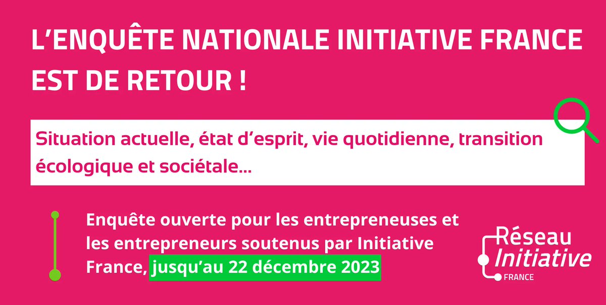 [Enquête nationale 2023🔎] Avis aux entrepreneuses et #entrepreneurs... Vous avez reçu le soutien d'une association locale du réseau #InitiativeFrance ?

📈 Répondez dès maintenant à notre enquête annuelle 👉 
sphinxonline.com/surveyserver/s…