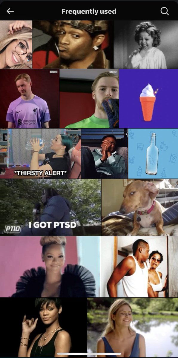 Inkedandunique's tweet image. Had an idea…. 💡 #bitoffun

Go to your gif page and then click on FREQUENTLY USED and screenshot it  📸 …… 

For no other reason but the fact I’m nosey….. 🤥 

So someone do it 😂😂😂😂 

This is mines….