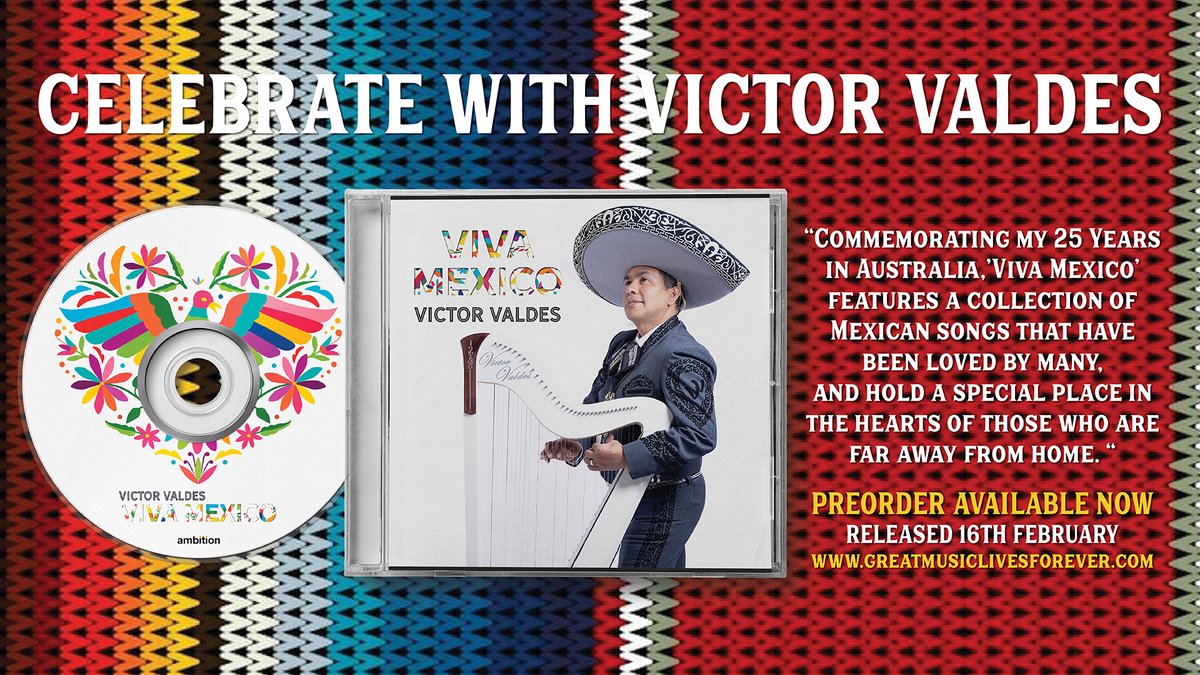 Victor_Valdes66's tweet photo. 📀New Album Release Announcement 📀
I am so thrilled to share that my debut album is set for release on. February 16th 2024!!!
PRE ORDER NOW!!!  https://t.co/haitNxeKqv
"Viva Mexico" features a carefully selected collection of uplifting full orchestrated Mexican songs!! https://t.co/y0hkavKmuh