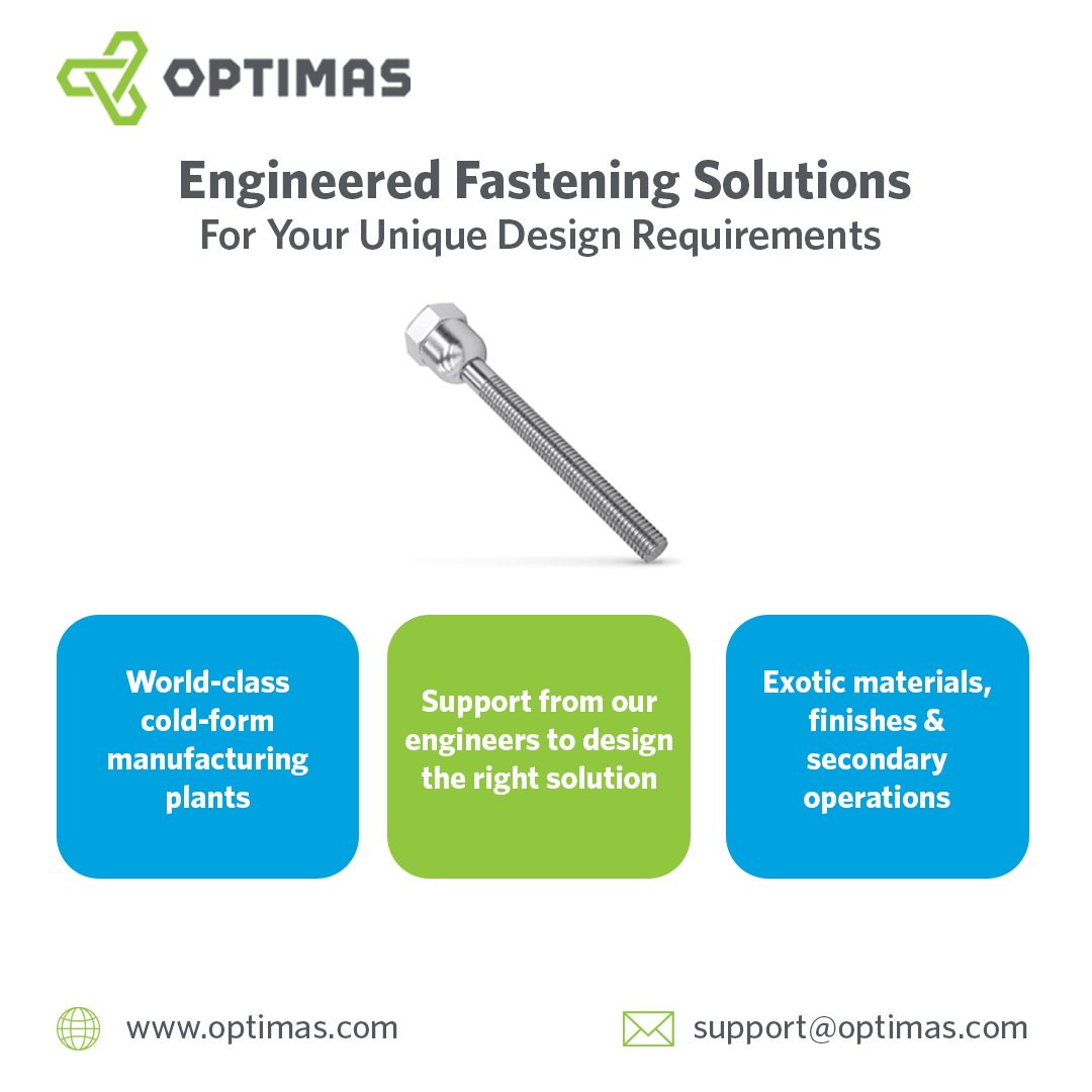 We have the expertise and technology to address your unique design requirements and assembly needs from highly engineered parts to secondary operations. #Optimas #Fasteners #Design #Manufacturing