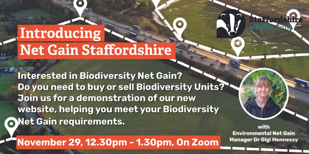 NetGainStaffs's tweet photo. Just one day left to sign up to our online demo of Net Gain Staffordshire (NGS), our new tool to help with the delivery of #BiodiversityNetGain. 
Find out how to use NGS to register and locate Biodiversity Units. Wed November 29, at 12.30pm on Zoom - https://t.co/kGWOIa3Fae https://t.co/TcRuPWOSc1
